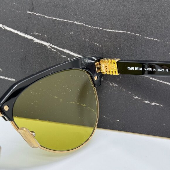 NEW MIU MIU MU 09ZS BLACK GREEN WOMEN SUNGLASSES MU09ZS 1AB07O